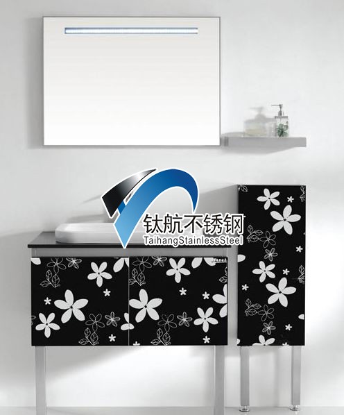 供应彩色不锈钢卫浴板，黑色小碎花镀钛金镜面蚀刻板